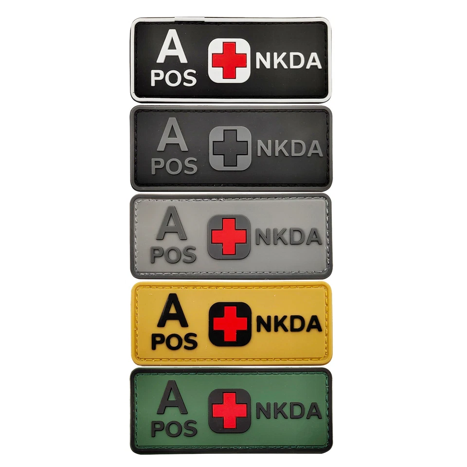 3D PVC Rubber Hook Patch Blood Type A B AB O Pos NKDA Back Emblem Fastener Badge - Image 2 of 4
