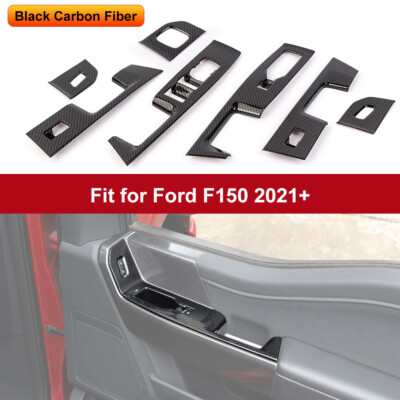 Carbon Fiber Door window switches plates Cover Trim For Ford F150 21+Accessories