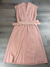 Vintage 50’s & 60s David Warren Dusty Pink Linen Sleeveless Shirt Dress Sz 8