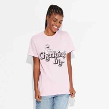 Sesame Street Womens Elmo Checking In... Pink Shirt New Large