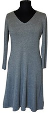 Worthington Gray V-neck A-Line Knit Dress Polyester Viscose Blend Women's Size S