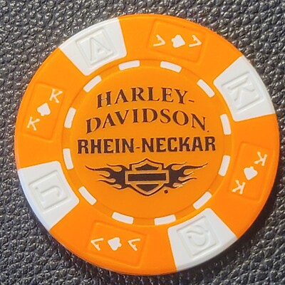 HD RHEIN-NECKAR~ GERMANY ~(Orange AKQJ) International Harley Davidson Poker Chip
