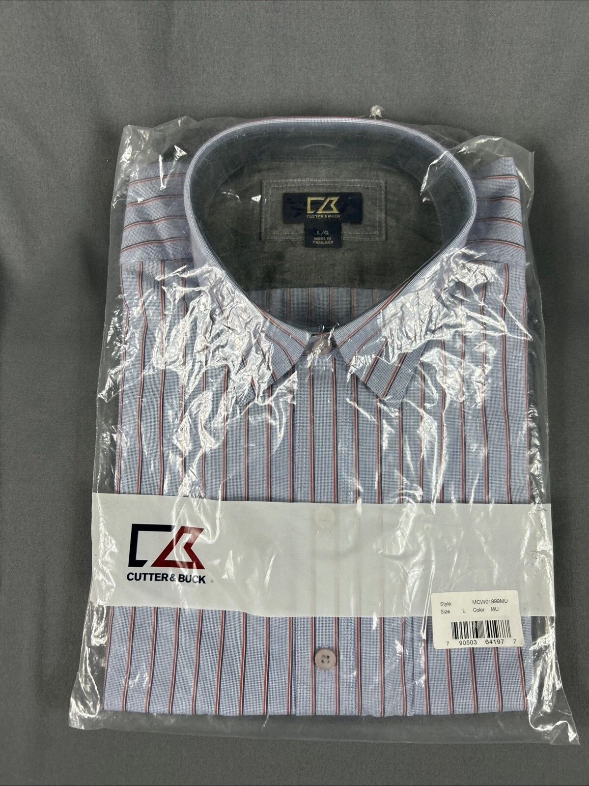 Cutter & Buck Sport Shirt Dress Large Blue Pinstripes Cotton Polyester MSRP $95