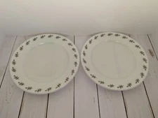Vintage Pyrex Tableware By Corning Green Leaf 9.5" Dinner Plate #712 Set/2