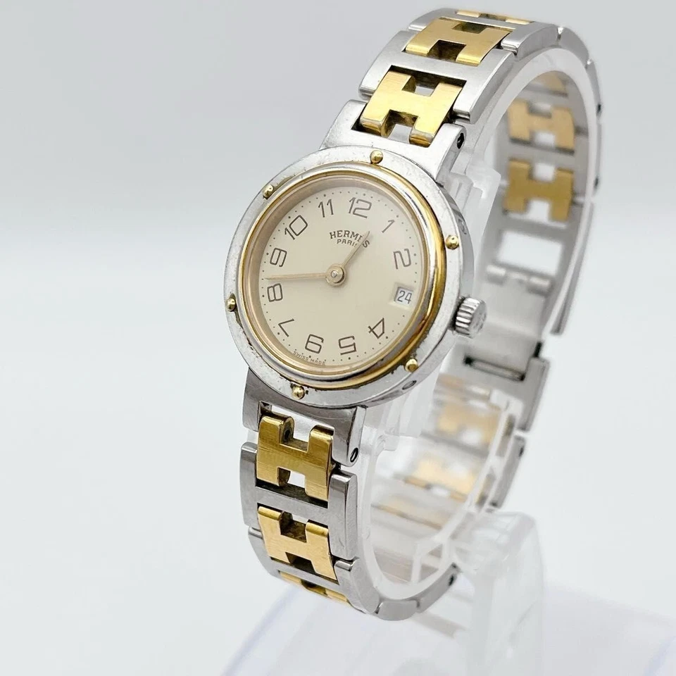 【CASI COMO NUEVO】 Reloj para mujer vintage HERMES Clipper 24 mm hecho en Suiza Qz con caja Foto 2 de 4