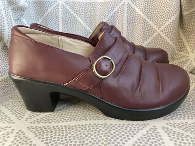 ALEGRIA Shoes Clogs Sz EU 37 US 6.5-7 Burgundy Leather Slip On Comfort HAL-605