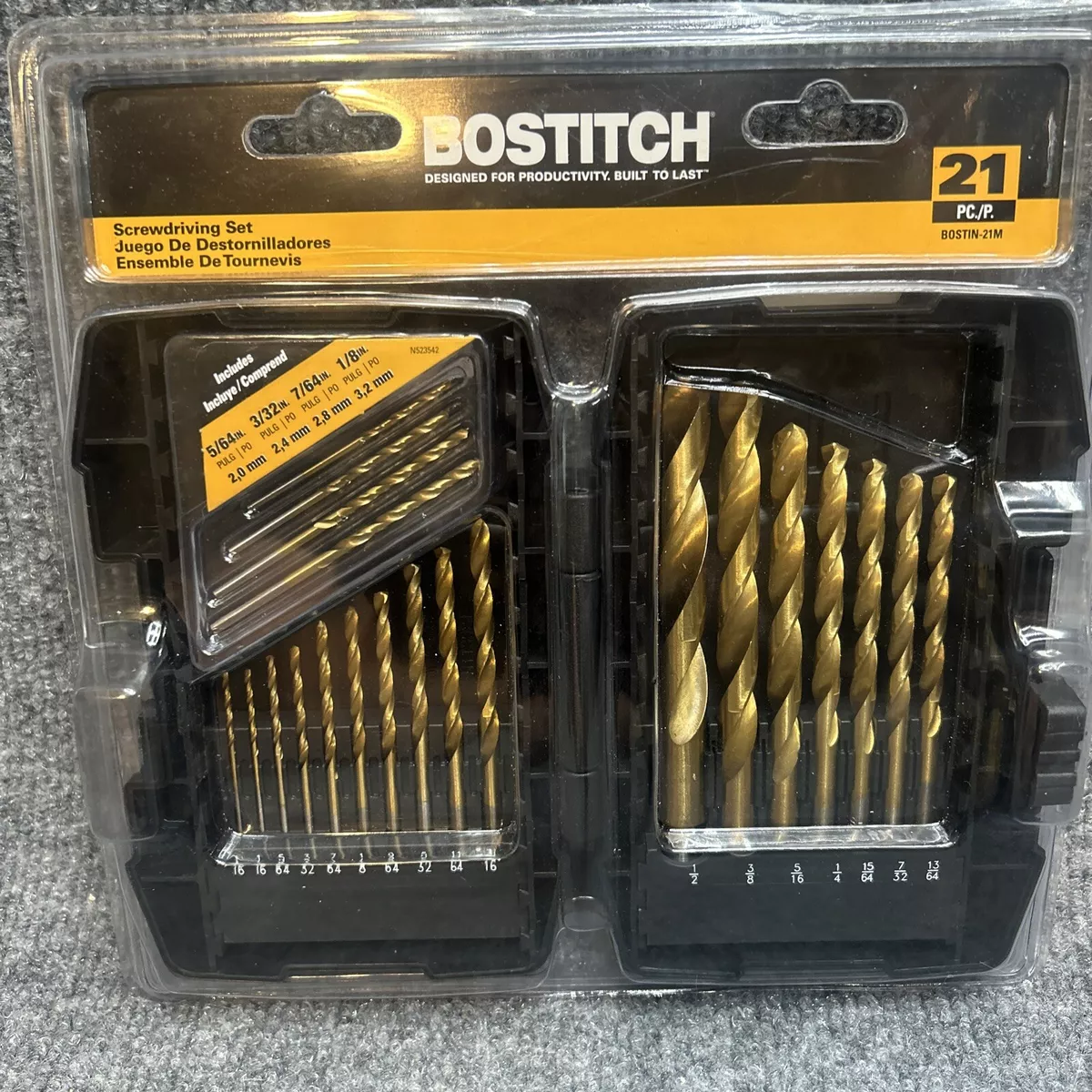 BOSTITCH Bostin 21M 21 Piece Titanium Drill Bit Set 1 16