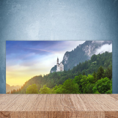 Küchenrückwand aus Glas 100x50cm ESG Spritzschutz Wald Gebirge Landschaft