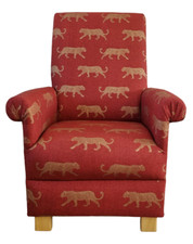 Fryetts Leopards Burnt Orange Fabric Adult Chair Armchair Gold Small Bedroom New