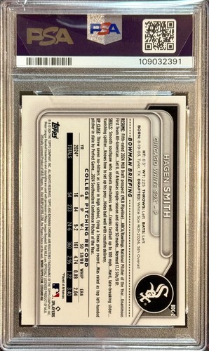 2024 Bowman Draft Chrome BDC-2 Hagen Smith Steel Metal Refractor /100 PSA 10 - Bild 2 von 2