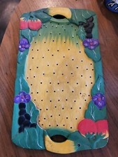 Hand Carved Wooden Tray Painted Fruit Shaped Platter D cor Plate 16" X 9.5"