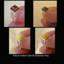 BALTIC HONEY BUTTERSCOTCH or GREEN AMBER STERLING SILVER HANDMADE RING