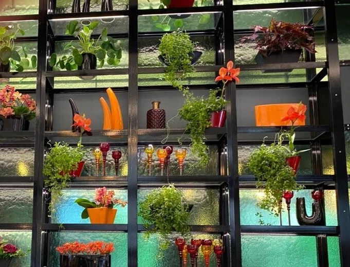  Tiziano Solifleur gebogene Blumenvase Designervase 24 cm hoch orange Art Deko   - Bild 2 von 4