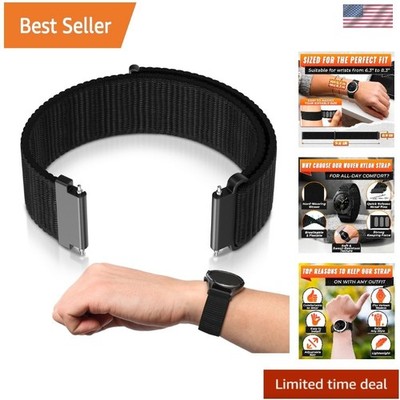 20mm Watch Band - Nylon Smart Watch Bands for Men in Black Color - Adjustable