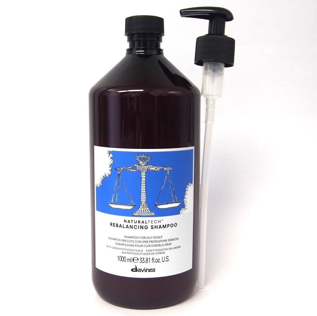 WITH PUMP Davines Naturaltech Rebalancing Shampoo 1000ml / 33.8oz