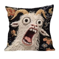 Surreal Art Screaming Goat Linen Pillow Covers Cushion Case Housewarming Gift
