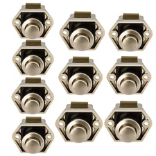 10Pcs RV Cabinet Mini Push Button Latch Locks Catch Door Knobs Gold for RV Ca...