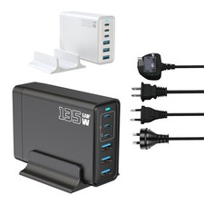 135W 6-Port USB C Charger Dock Station Multi Port Hub with PD Fast Charging NEW