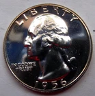 1956-p Washington Quarter 90% Silver .1808 troy oz  PROOF slight  toning