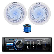JVC Marine BT AM/FM Radio Receiver, 2x 6.5" 240W LED White Speakers,Wire