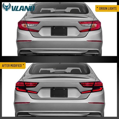 VLAND Red LED Tail Lights w/Startup Animation For Honda Accord Sedan 2018-2022