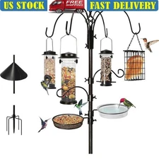 Squirrel Proof Bird Feeder Station W/ Hooks Suet Tray Water Bowl Anchor New