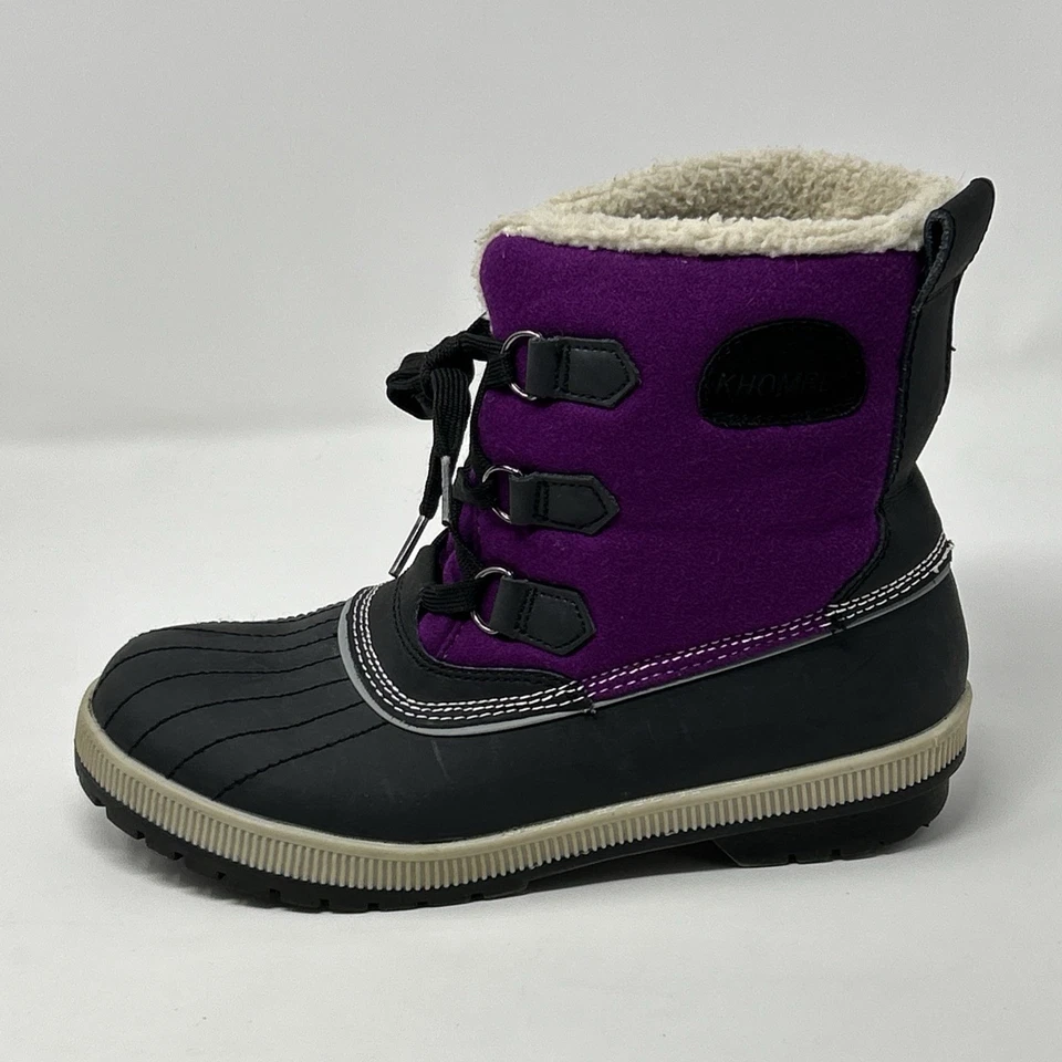 Khombu Totes Telluride女式8.5米冬季雪地靴紫色黑色防水 — 第 3/4 张图片