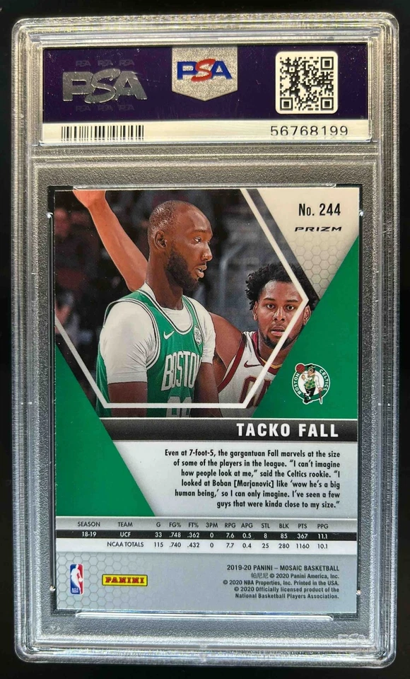 2019-20 Mosaic Tacko Fall RC Reactive Blue Rookie #244 Celtics PSA 10 - Image 2 of 2