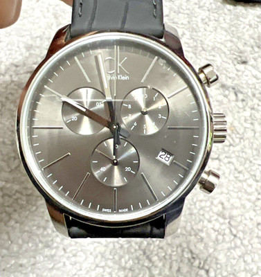 Calvin Klein City K2G 271 Men's Wristwatch Dial Stainless Steel Black Leather
