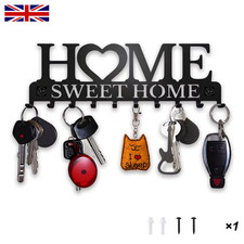 Wall Mounted Key Holder Hooks Shelf Hat Rack Home Storage Hanger UK.