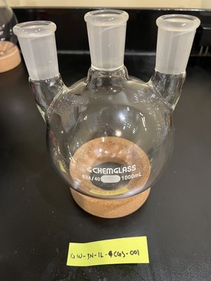 1000 ml 3-Neck Round Bottom Flask, Heavy Wall, 24/40, Chemglass