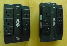 2 Tripp Lite surge protector power strips, black, 6 swivel outlets, wall mount