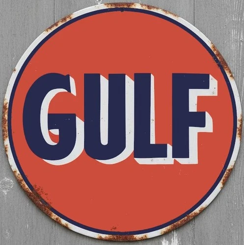 Gulf Gas & Oil 12" Diameter Vintage Novelty Metal Sign Made In USA New!