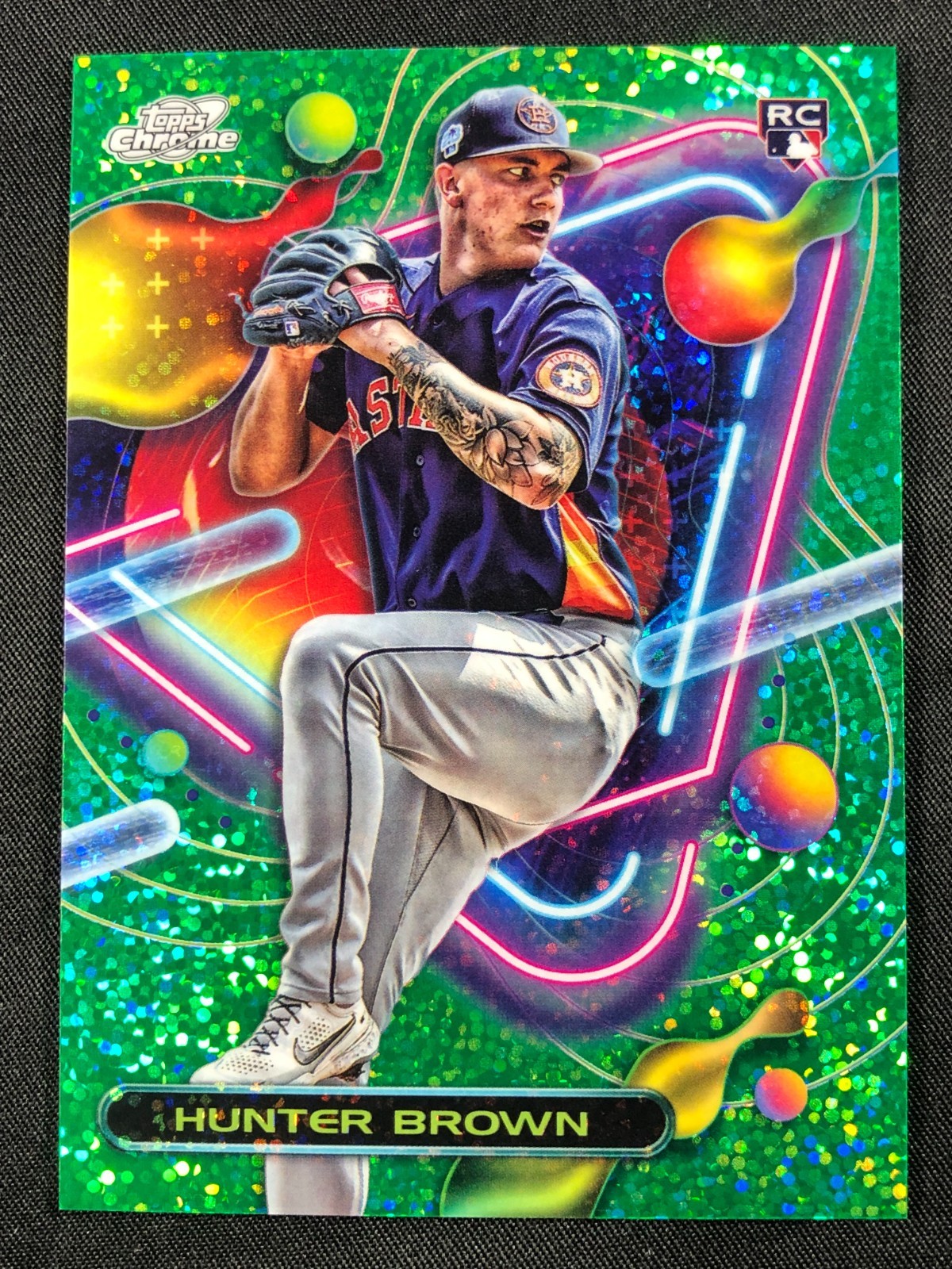 2023 Topps Cosmic Chrome HUNTER BROWN Green Space Dust Refractor! RC SP #'d /75!