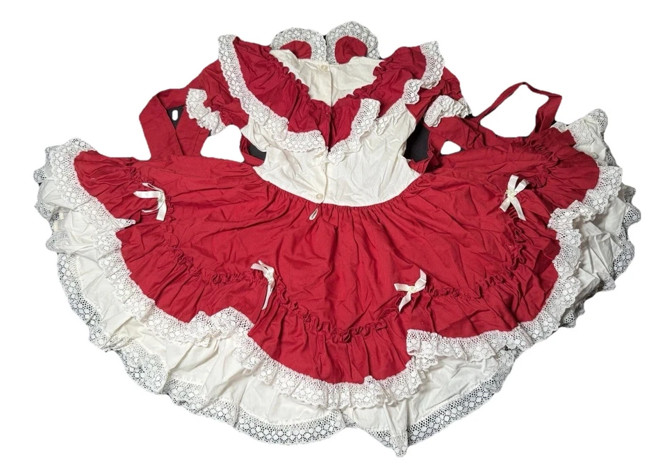 Vestido de fiesta vintage Emmas arco iris círculo completo talla 5 niveles con volantes vestido de concurso Foto 2 de 4