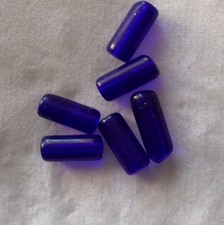 6 PERLES EN VERRE TUBE 10 X 4 MM - BLEU FONCE - NEUF - PLV253C