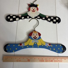 VTG Hand Painted Wooden Unisex Hangers Clown Set of 2 / Movie  IT  