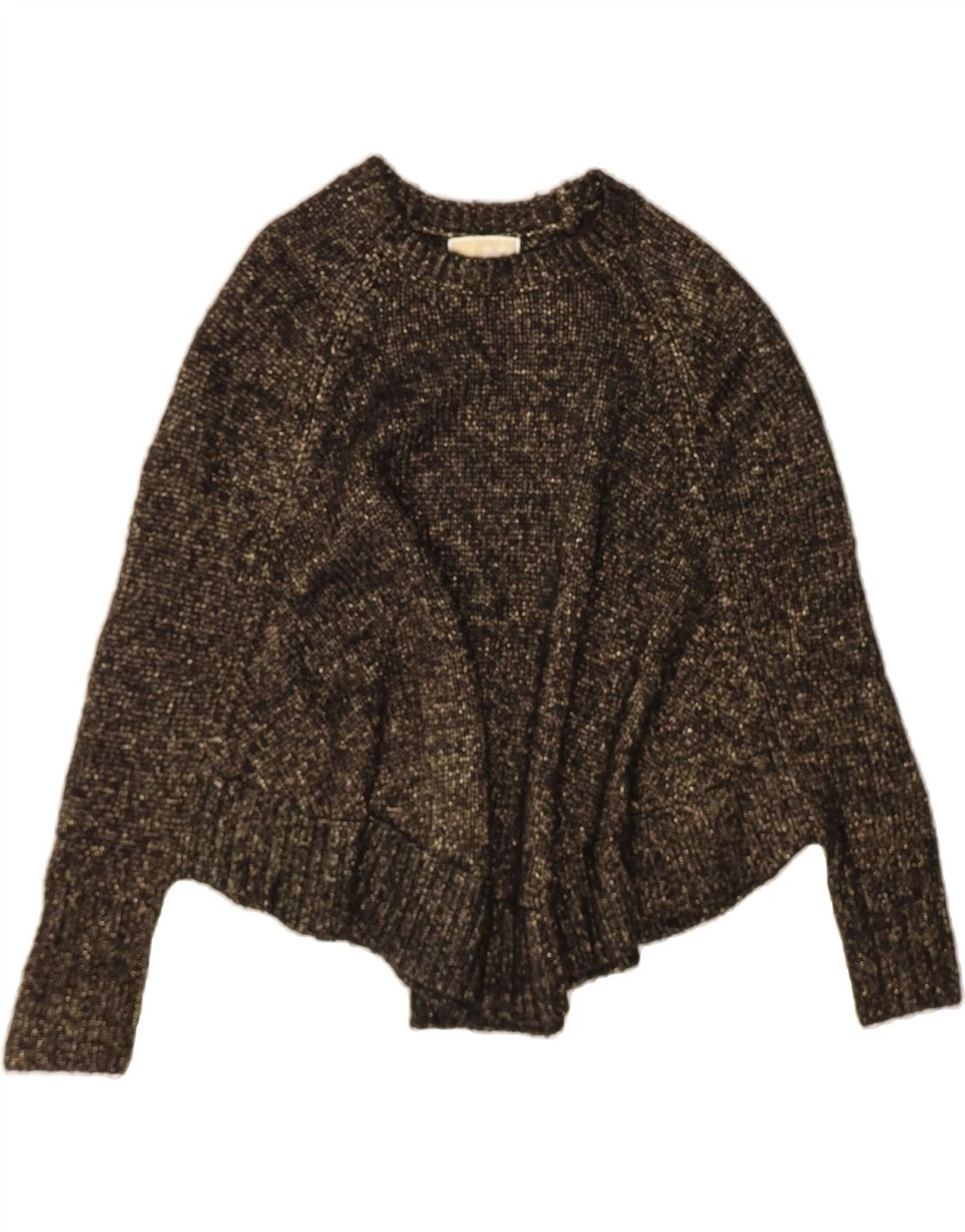 MICHAEL KORS Womens Oversized Poncho Jumper UK 10 Small Black Acrylic AV07