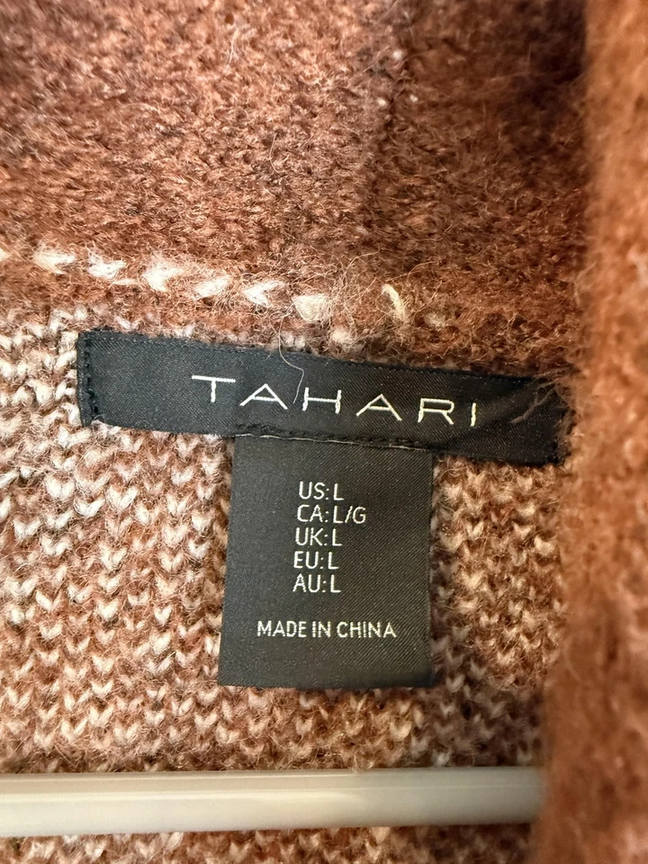 Suéter Tahari Mujer Grande Suroeste Azteca Cinturón Cárdigan Boho Flecos Foto 4 de 4