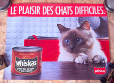 Affiche publicitaire vintage Whiskas Le Plaisir des Chats Difficiles 50x38cm