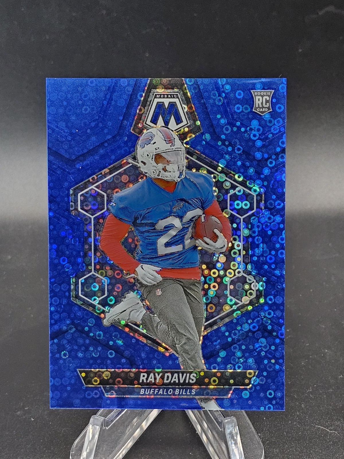 2024 Panini Mosaic Ray Davis #387 No Huddle Blue Mosaic Color Match  (RC) #/75