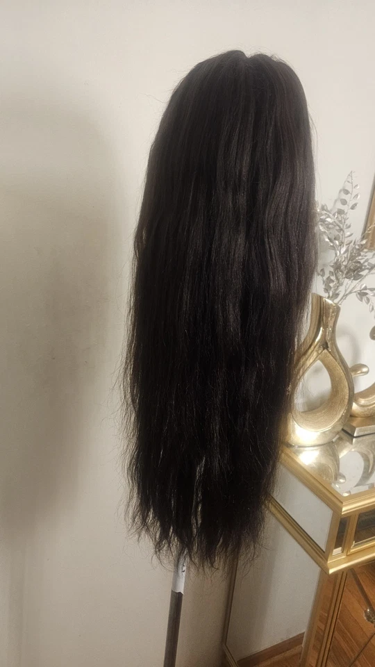 Peruca de renda marrom escuro de alta qualidade top 26 a 28 "lisa 150% cabelo humano virgem  - Imagem 3 de 4