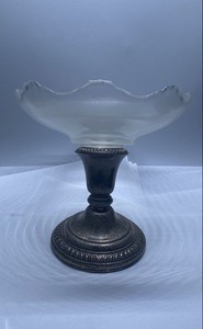 Frank M Whiting Sterling Silver Weighted Pedestal Dish Compote Glass Bowl 6"