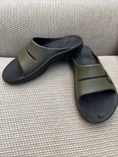 Oofos OOahh Size W 11 M 9 Army Green Comfort Recovery Slip on Slides Sandals