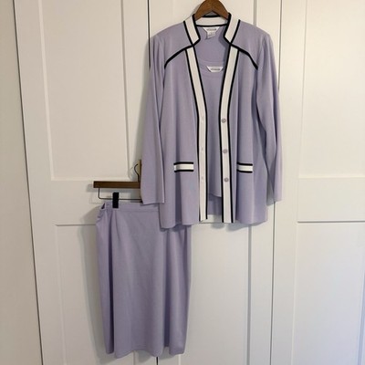 EXCLUSIVELY MISOOK Women s L / XL Three Piece Set Skirt Cardigan Tank Purple