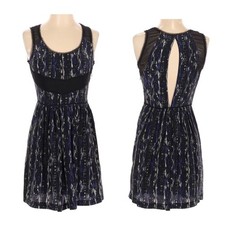 Urban Outfitters silence+noise 100% silk black motif open back dress size 0 NWT