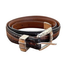 Onyx by Brighton Mens Brown Black Leather Western Braided Belt Size 40