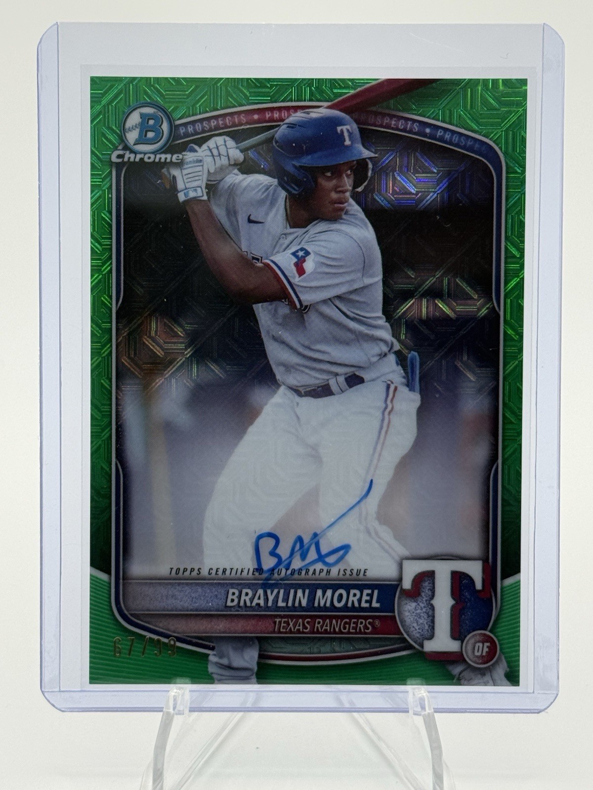 2025 Bowman - Chrome Prospect Auto Braylin Morel #BMA-BM Green Mojo /99