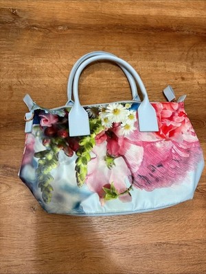 Ted Baker Tote Blue Nylon Floral Print Hobo Bag
