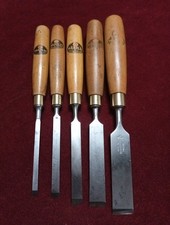 Vintage Five W Marples Sheffield Firmer Chisels Polished Boxwood Handles